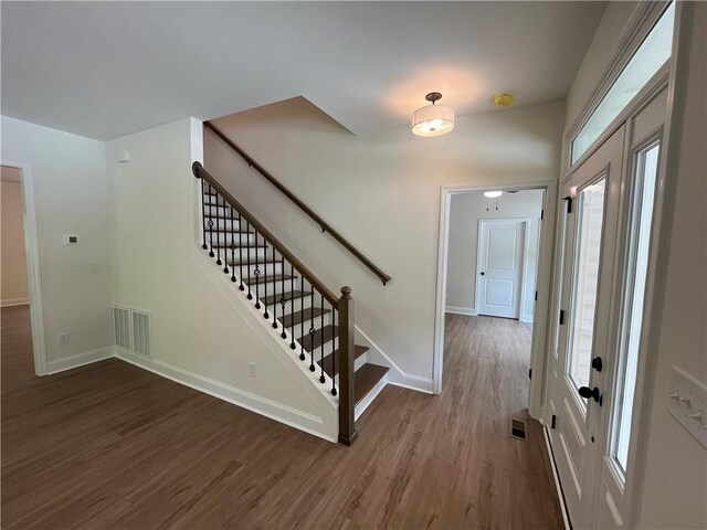116 Fern Cir, Clemson, SC 29631 - foyer entrance with wood finished floors, baseboards, stairs, and healthy amount of natural light