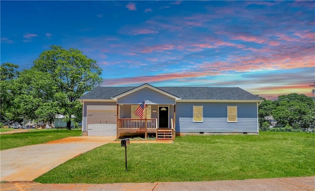 14 Trammell St, Liberty, SC 29657 - single story home featuring an attached garage, covered porch, crawl space, driveway, and a front yard