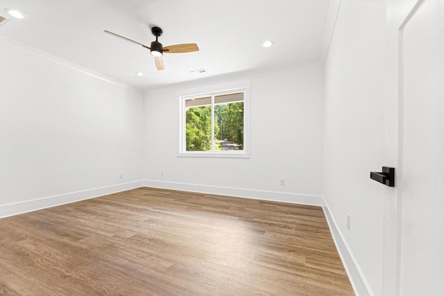 100 Plum Ct, Westminster, SC 29693 - spare room with crown molding, a ceiling fan, baseboards, wood finished floors, and recessed lighting