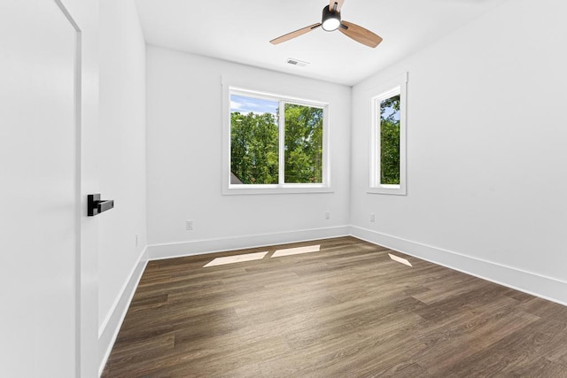 100 Plum Ct, Westminster, SC 29693 - spare room with ceiling fan, dark wood-style floors, and baseboards