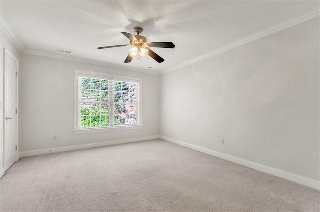 206 Waverly Hall Ln, Simpsonville, SC 29681 - empty room with ornamental molding, light carpet, baseboards, and ceiling fan