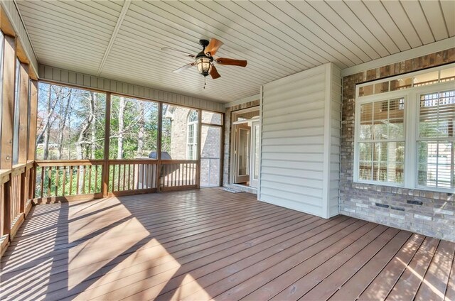 206 Waverly Hall Ln, Simpsonville, SC 29681 - unfurnished sunroom with a ceiling fan