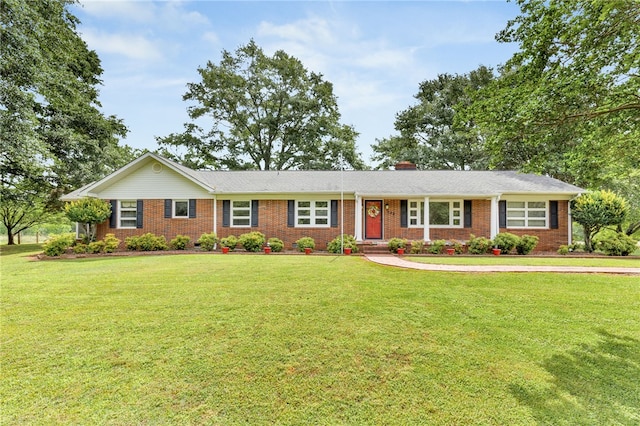 1142 Fox Squirrel Ridge Rd, Pickens, SC 29671 - single story home with brick siding, a front lawn, and a chimney