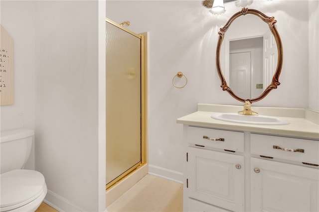 1142 Fox Squirrel Ridge Rd, Pickens, SC 29671 - bathroom with a shower stall, vanity, toilet, and baseboards