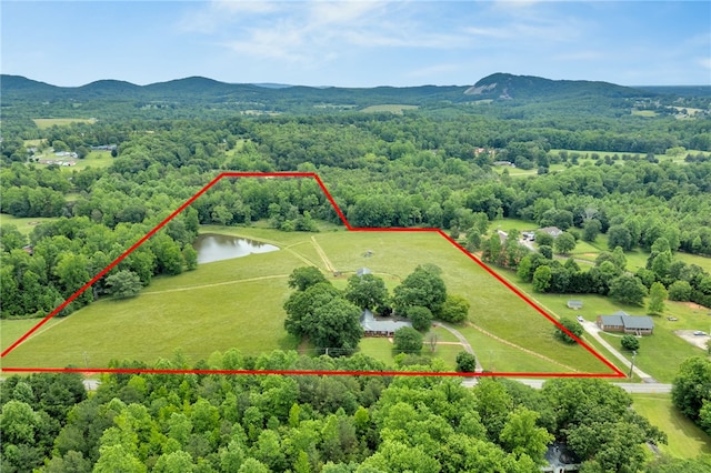 1142 Fox Squirrel Ridge Rd, Pickens, SC 29671 - view of property location featuring property parcel outlined, a water and mountain view, and a heavily wooded area