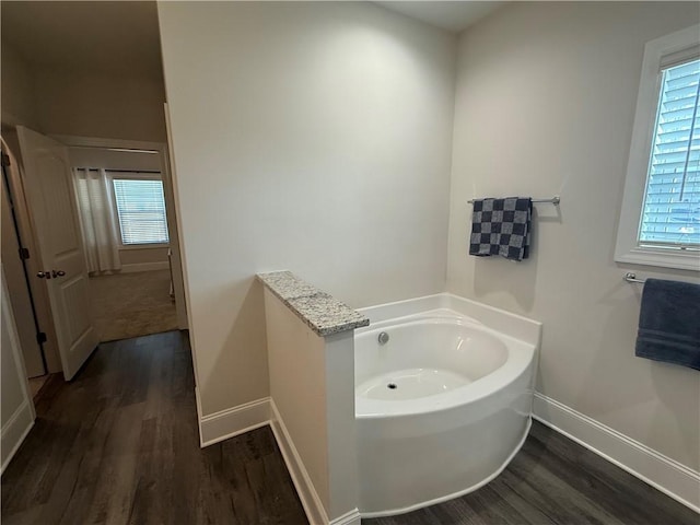479 Twin View Dr, Westminster, SC 29693 - bathroom featuring wood finished floors, a garden tub, and baseboards