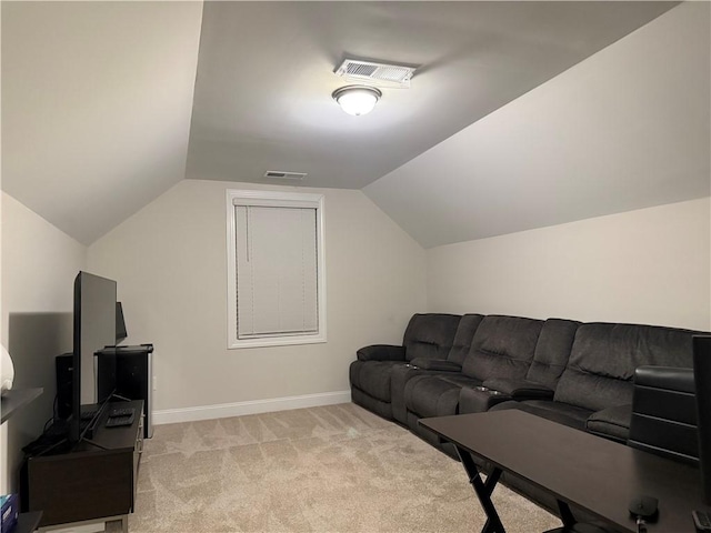 479 Twin View Dr, Westminster, SC 29693 - living area with light carpet, vaulted ceiling, and baseboards