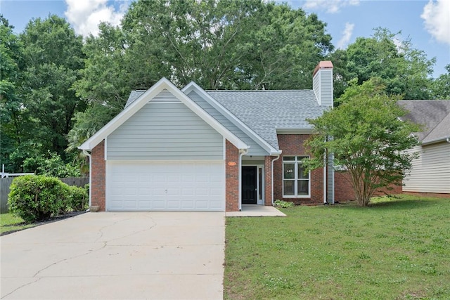 2413 Annandale Dr, Anderson, SC 29621 - ranch-style home with brick siding, driveway, an attached garage, a chimney, and a shingled roof