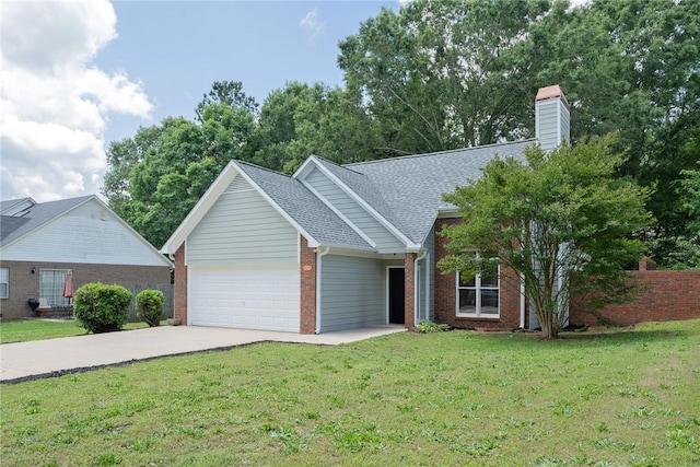 2413 Annandale Dr, Anderson, SC 29621 - view of front of house with brick siding, concrete driveway, a garage, a chimney, and a shingled roof