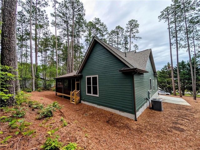 36 Pine Garden Way Dr, Salem, SC 29676 - view of side of home with a sunroom, a shingled roof, and crawl space