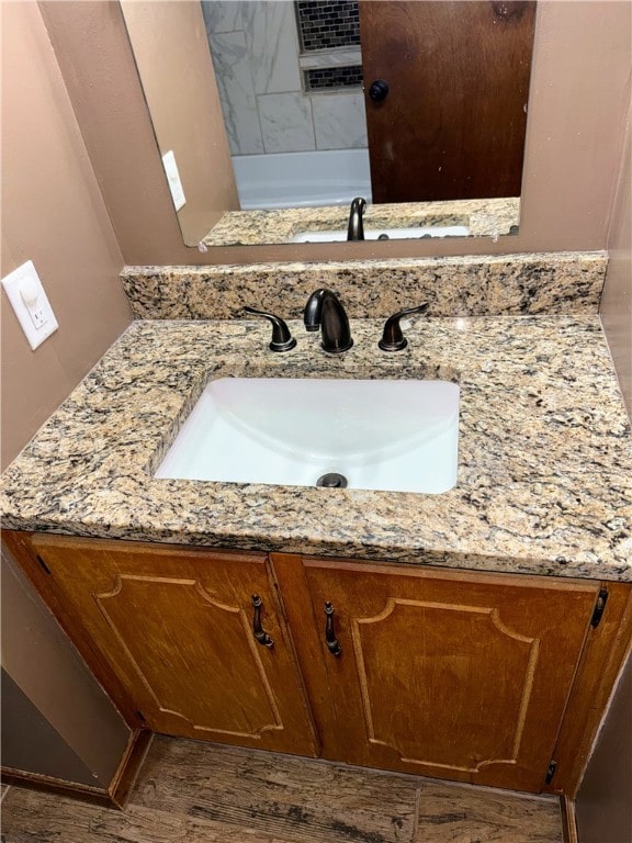 5265 Slater Rd, Anderson, SC 29621 - bathroom featuring vanity and wood finished floors