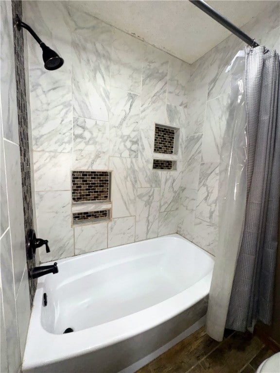 5265 Slater Rd, Anderson, SC 29621 - full bathroom featuring shower / tub combo and wood finished floors