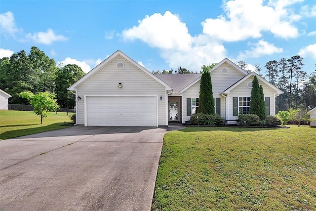 123 Stevens Ct, Williamston, SC 29697 - ranch-style house with driveway, an attached garage, and a front yard