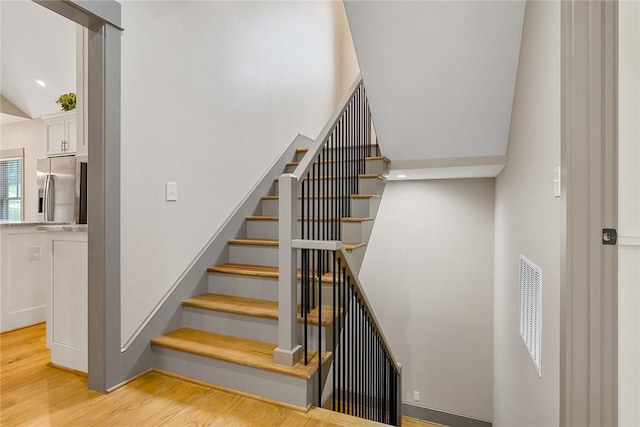 1104 Little River View Dr, Seneca, SC 29672 - stairs with wood finished floors