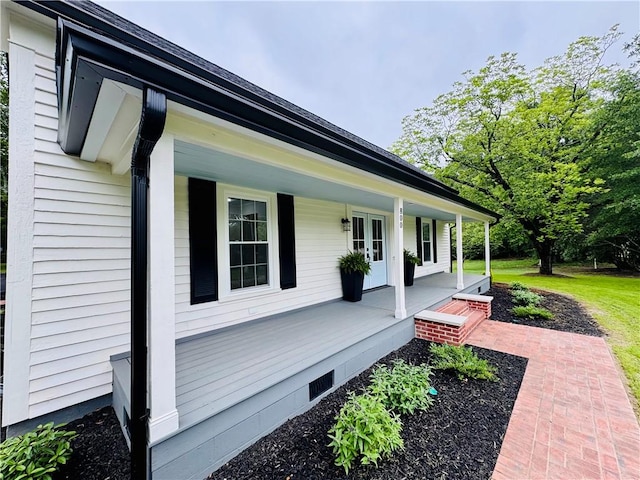 800 Holiday Dam Rd, Honea Path, SC 29654 - view of side of property featuring covered porch, french doors, and crawl space