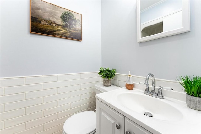 131 Shoreside Dr, Martin, GA 30557 - half bathroom with vanity, toilet, and tile walls