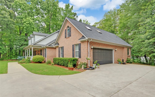 138 Grandview Ct, Hartwell, GA 30643 - view of side of property featuring concrete driveway, brick siding, a lawn, and roof with shingles