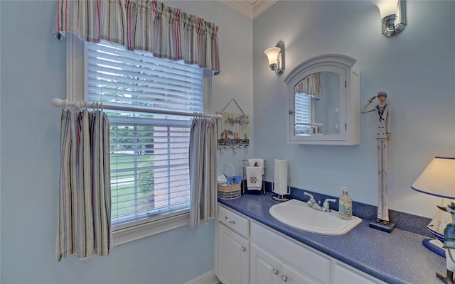 138 Grandview Ct, Hartwell, GA 30643 - bathroom with vanity, ornamental molding, and baseboards