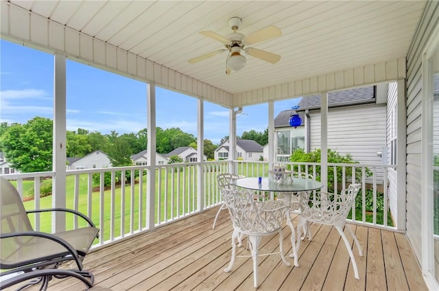 1314 Cobbs Glen Dr, Anderson, SC 29621 - sunroom / solarium with outdoor dining area, ceiling fan, and a residential view