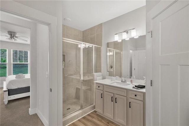 222 Grange Vally Ln, Central, SC 29630 - full bath featuring a ceiling fan, vanity, a stall shower, and ensuite bathroom