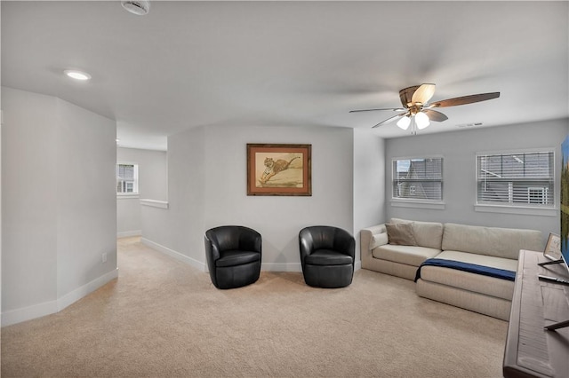 222 Grange Vally Ln, Central, SC 29630 - living area featuring baseboards, ceiling fan, carpet flooring, and recessed lighting