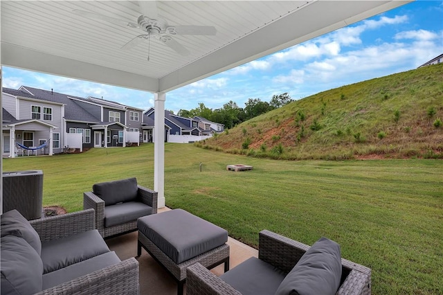 222 Grange Vally Ln, Central, SC 29630 - view of patio / terrace featuring central AC unit, an outdoor living space, ceiling fan, and a residential view