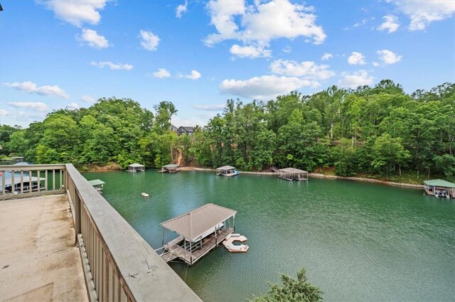 704 Loran Pointe Cir, Seneca, SC 29672 - dock featuring a water view and a forest view