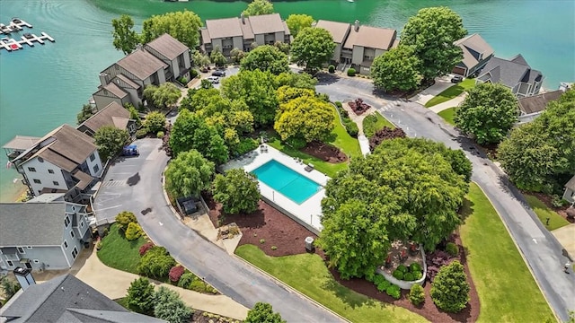 704 Loran Pointe Cir, Seneca, SC 29672 - aerial perspective of suburban area featuring a nearby body of water and a pool