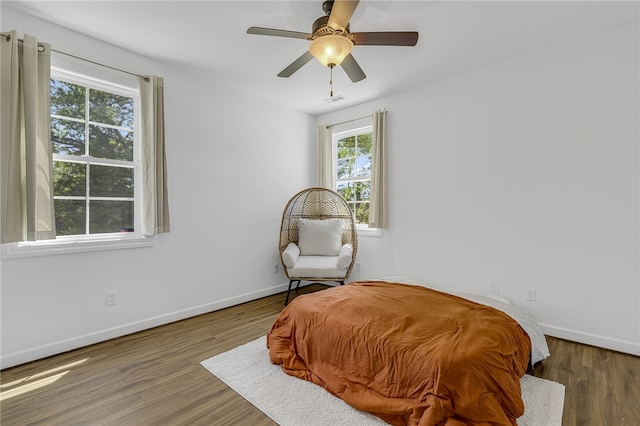 3401 Old Buncombe Rd, Greenville, SC 29617 - living area featuring wood finished floors, baseboards, and a ceiling fan