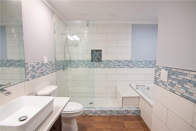 124 Grand Oak Cir, Pendleton, SC 29670 - full bath with a garden tub, tile walls, toilet, vanity, and tiled shower