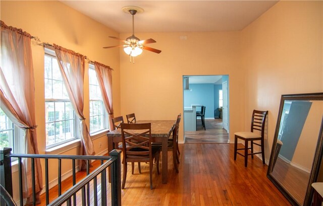 124 Grand Oak Cir, Pendleton, SC 29670 - dining room featuring wood finished floors, ceiling fan, and baseboards