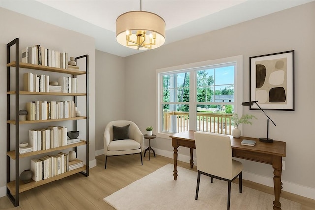 32 Pine Garden Way Dr, Salem, SC 29676 - office space featuring wood finished floors and a chandelier