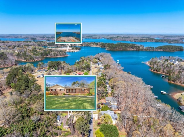 113 Woodhurst Dr, Hartwell, GA 30643 - aerial view of property and surrounding area with property parcel outlined and a large body of water