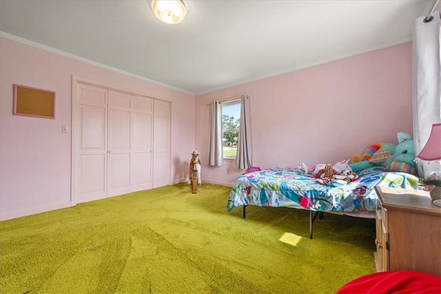 106 Emma Dr, Honea Path, SC 29654 - bedroom featuring light colored carpet, crown molding, and a closet