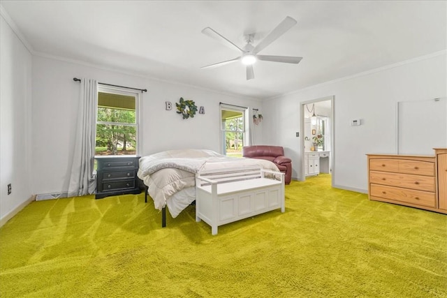 106 Emma Dr, Honea Path, SC 29654 - bedroom featuring ornamental molding, multiple windows, light colored carpet, and ceiling fan