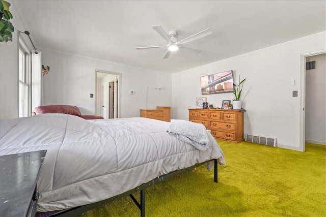 106 Emma Dr, Honea Path, SC 29654 - bedroom with light colored carpet, ornamental molding, and ceiling fan