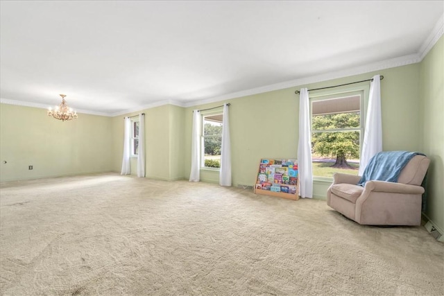 106 Emma Dr, Honea Path, SC 29654 - sitting room featuring a chandelier, crown molding, and carpet