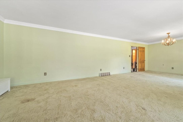 106 Emma Dr, Honea Path, SC 29654 - spare room with ornamental molding, a chandelier, and light colored carpet