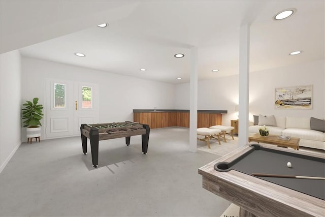 106 Emma Dr, Honea Path, SC 29654 - recreation room featuring billiards table, recessed lighting, carpet, and bar area
