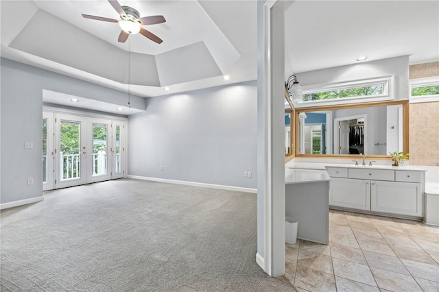 1029 Cross Creek Dr, Seneca, SC 29678 - unfurnished living room with a ceiling fan, healthy amount of natural light, a sink, baseboards, and recessed lighting