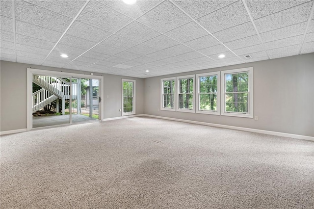 1029 Cross Creek Dr, Seneca, SC 29678 - carpeted spare room featuring baseboards, recessed lighting, and a drop ceiling