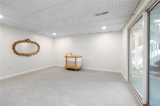 1029 Cross Creek Dr, Seneca, SC 29678 - spare room with recessed lighting, light colored carpet, baseboards, and an ornate ceiling