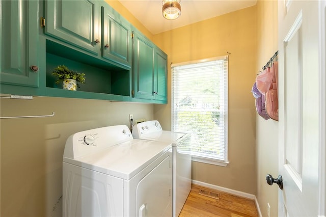 205 Shadow Oaks Dr, Easley, SC 29642 - laundry room featuring cabinet space, washer and clothes dryer, baseboards, and light wood-style floors