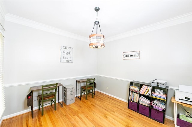 205 Shadow Oaks Dr, Easley, SC 29642 - office area featuring ornamental molding, wood finished floors, and baseboards