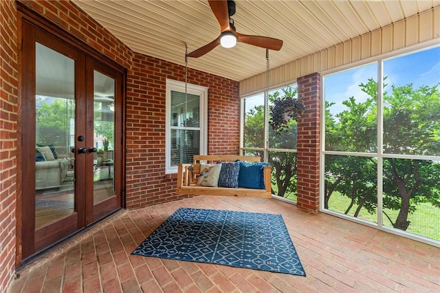 318 Chenoweth Dr, Simpsonville, SC 29681 - unfurnished sunroom with french doors and ceiling fan