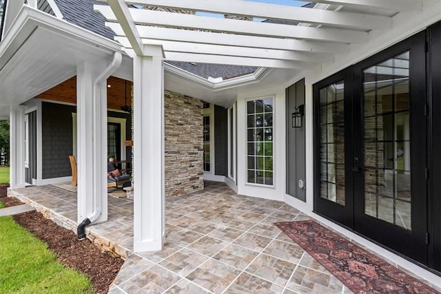 1819 Cross Creek Dr, Seneca, SC 29678 - view of patio / terrace with french doors and a pergola