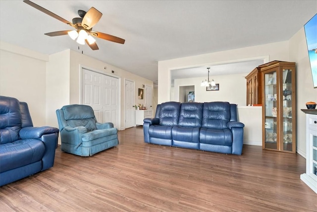 500 Concord Rd Unit A4, Anderson, SC 29621 - living room featuring wood finished floors, a chandelier, and a ceiling fan