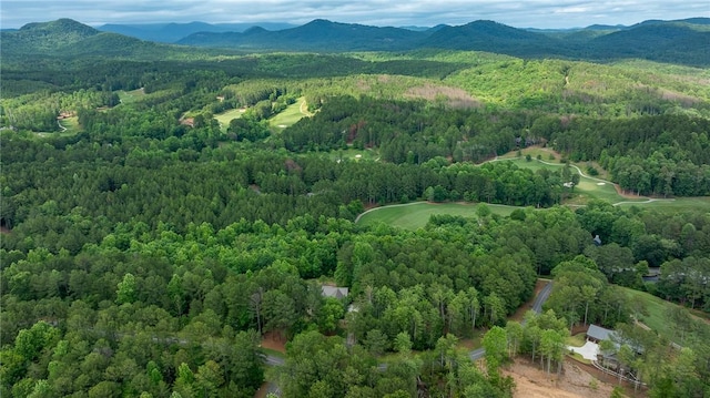 301 Augusta Way, Sunset, SC 29685 - aerial overview of property's location featuring a heavily wooded area and a mountainous background