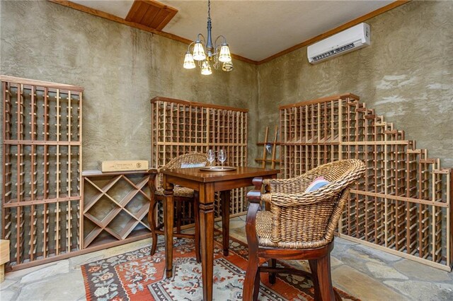 301 Augusta Way, Sunset, SC 29685 - wine room with an AC wall unit and a chandelier