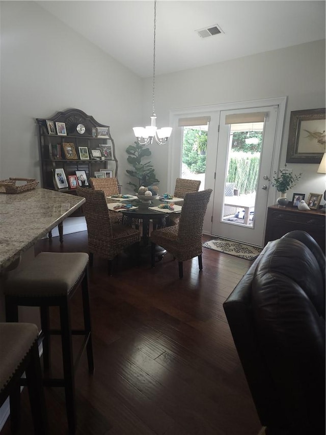 256 Chickadee Trl, Easley, SC 29642 - dining area featuring dark wood-type flooring and a chandelier